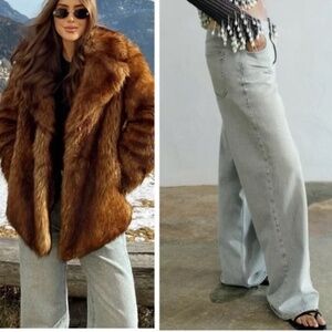 ZARA mid rise wide leg jeans